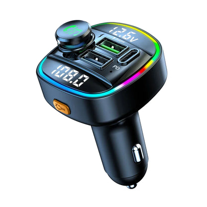 Bluetooth 5.0 Car Wireless FM Transmitter Adapter USB PD Charger AUX Hands-Free