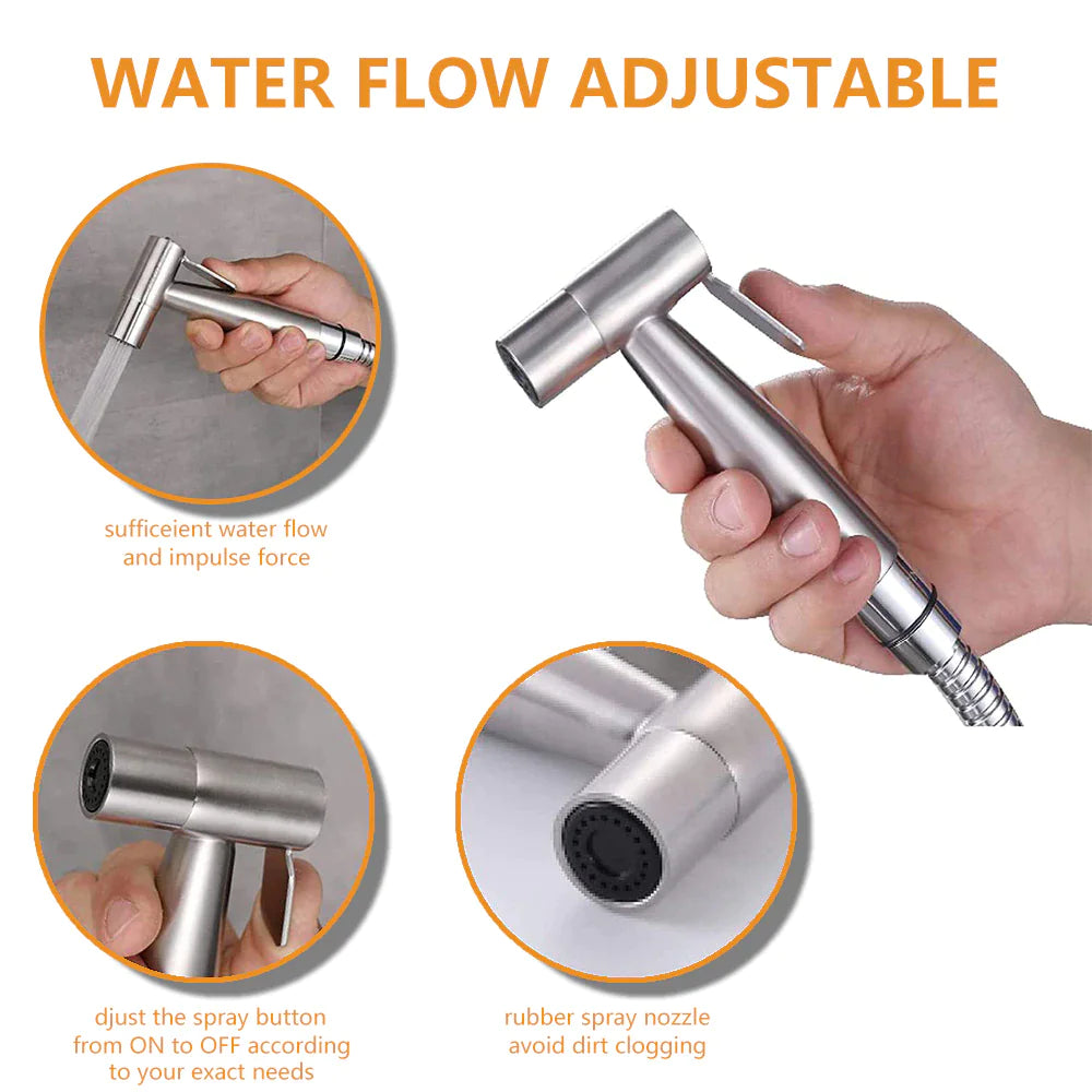 Toilet Shattaf Adapter Hose Bidet Spray Stainless Steel Handheld Shower Head