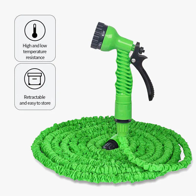 Expanding Expandable Flexible Garden Water Hose w Spray Nozzle 25, 50, 75, 100FT