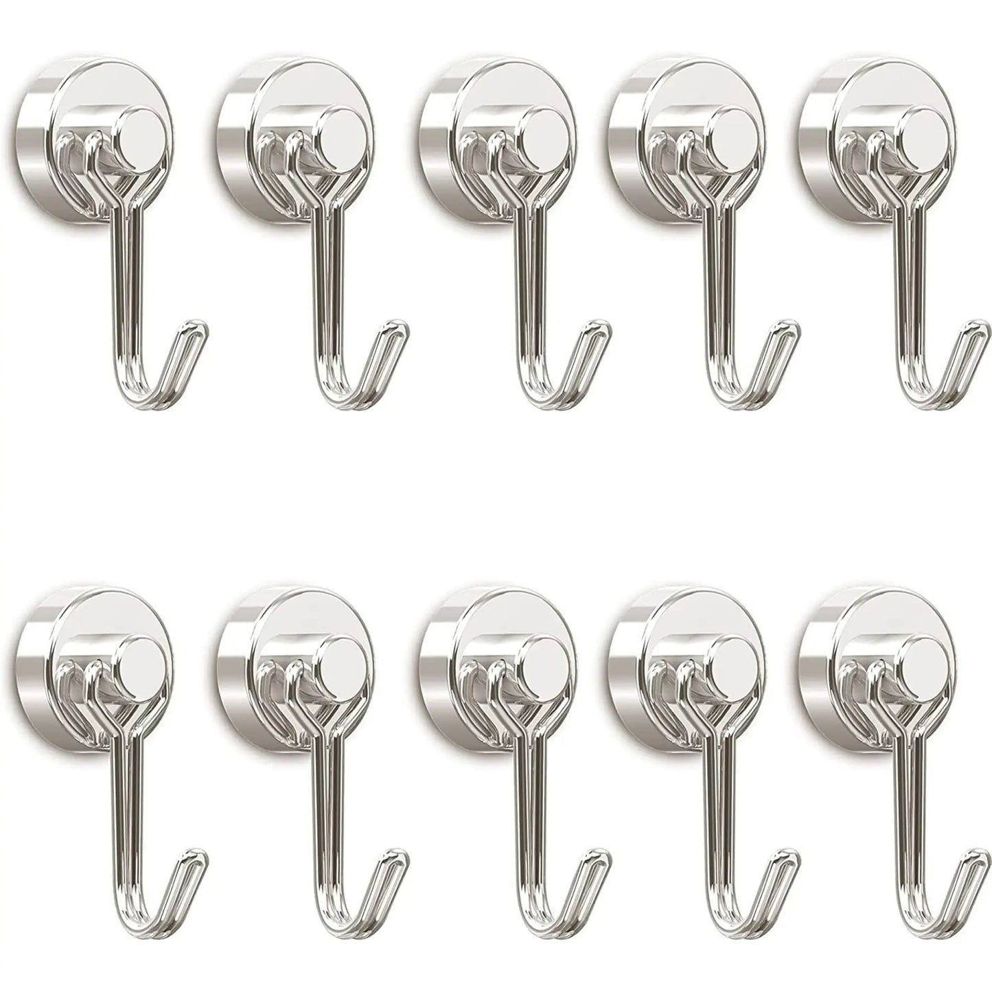 4Pcs 8 Pcs Magnetic Hooks,Heavy Duty 30LBS Neodymium Magnet Hook with Rust Proof for Indoor Outdoor Hanging,Refrige,Grill,Kitchen,Key Holder Silver