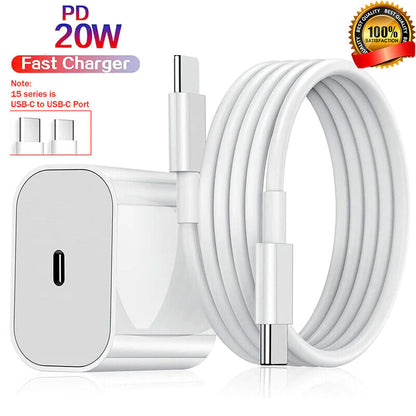 20W USB C Super Fast Charger PD To Type C Cable For iPhone 15 iPad Plus Pro Max