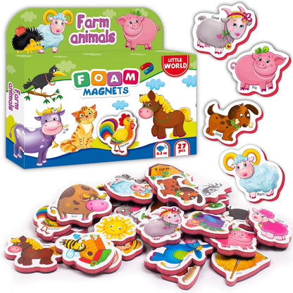 27 Foam Fridge Magnets for Toddlers 3 years Farm Animals Magnets for Kids