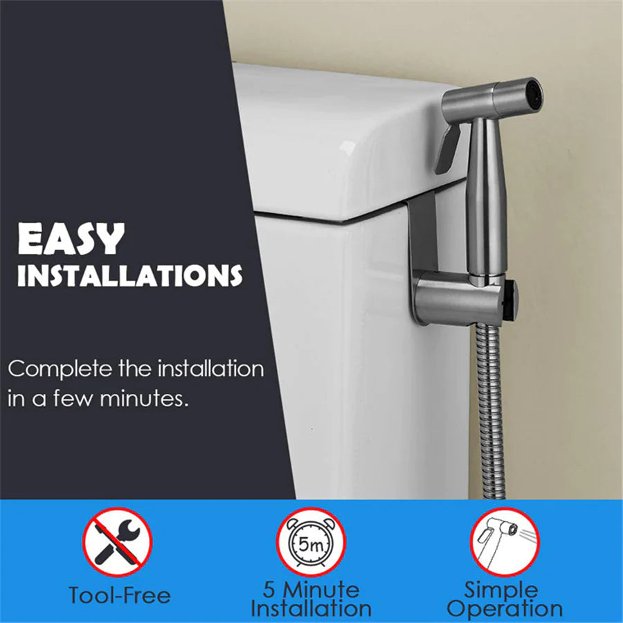 Toilet Shattaf Adapter Hose Bidet Spray Stainless Steel Handheld Shower Head