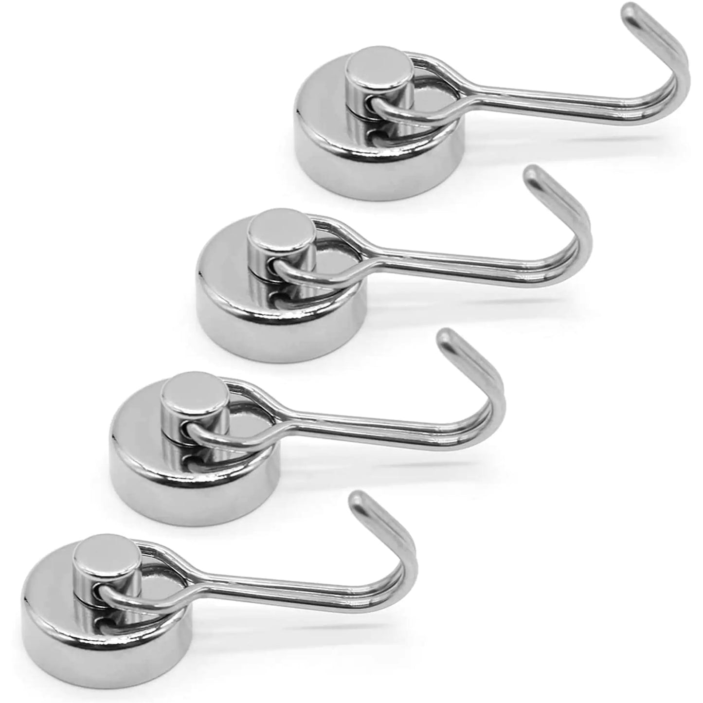 4Pcs 8 Pcs Magnetic Hooks,Heavy Duty 30LBS Neodymium Magnet Hook with Rust Proof for Indoor Outdoor Hanging,Refrige,Grill,Kitchen,Key Holder Silver